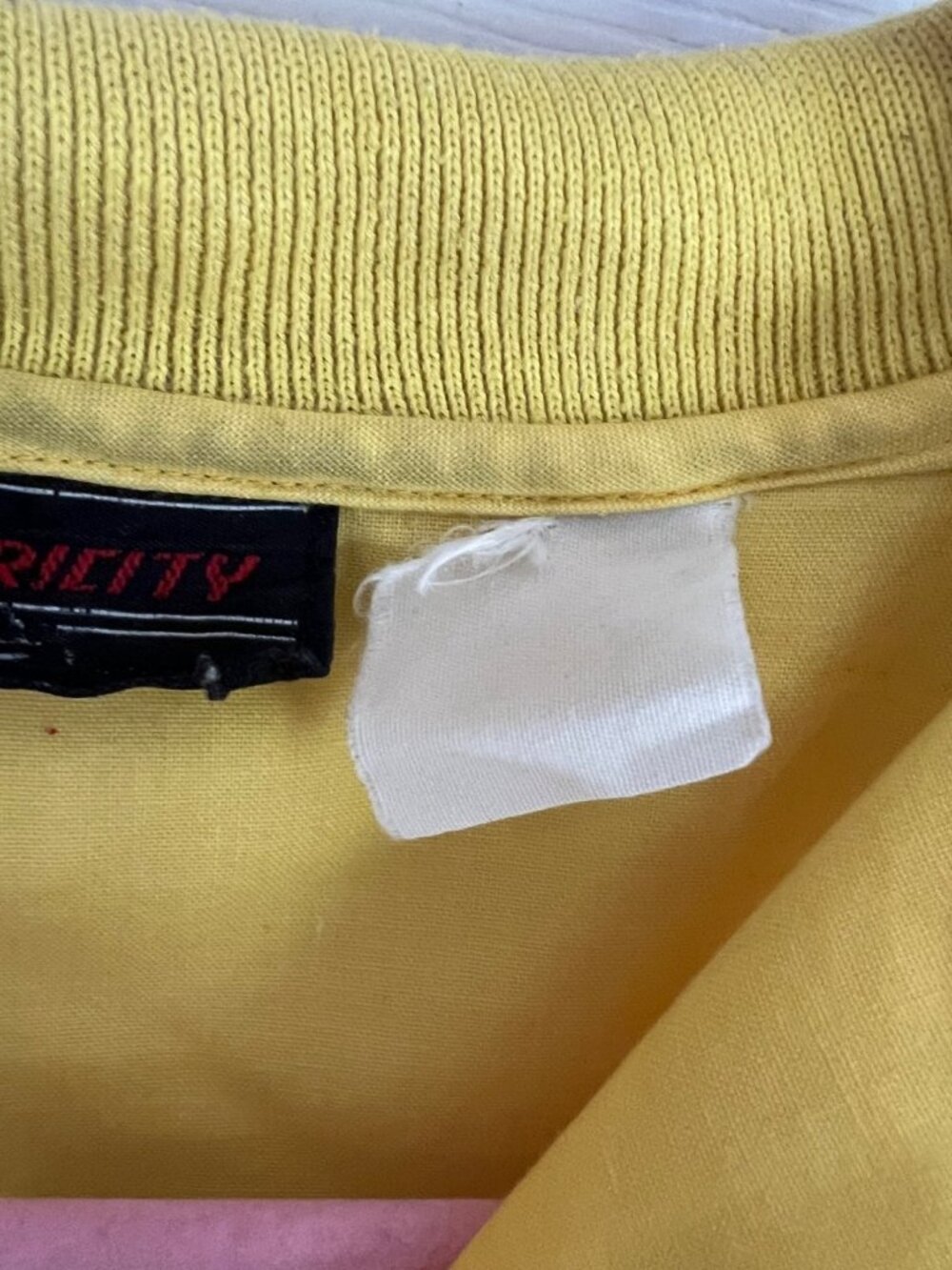 Vintage Electricity Surf City Yellow Short Sleeve Button Down Shirt Men's 80s - Picture 5 of 13